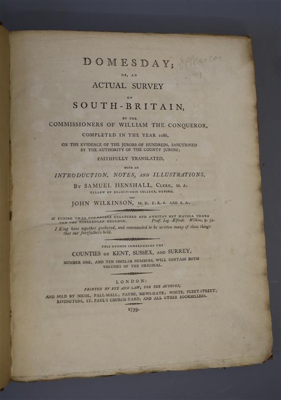 Hensall, Samuel and Wilkinson, John - Domesday ... This the Counties of Kent, Sussex and Surrey, qto,